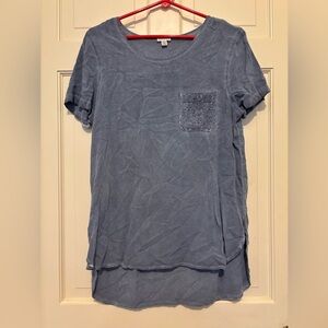 Spense women’s Short Sleeve pocket tee high low blouse shirt party travel